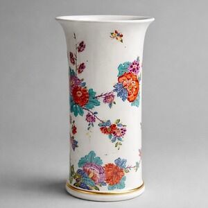 Lenox Saxony Vase Smithsonian Meissen Reproduction 11" White Floral Gold USA